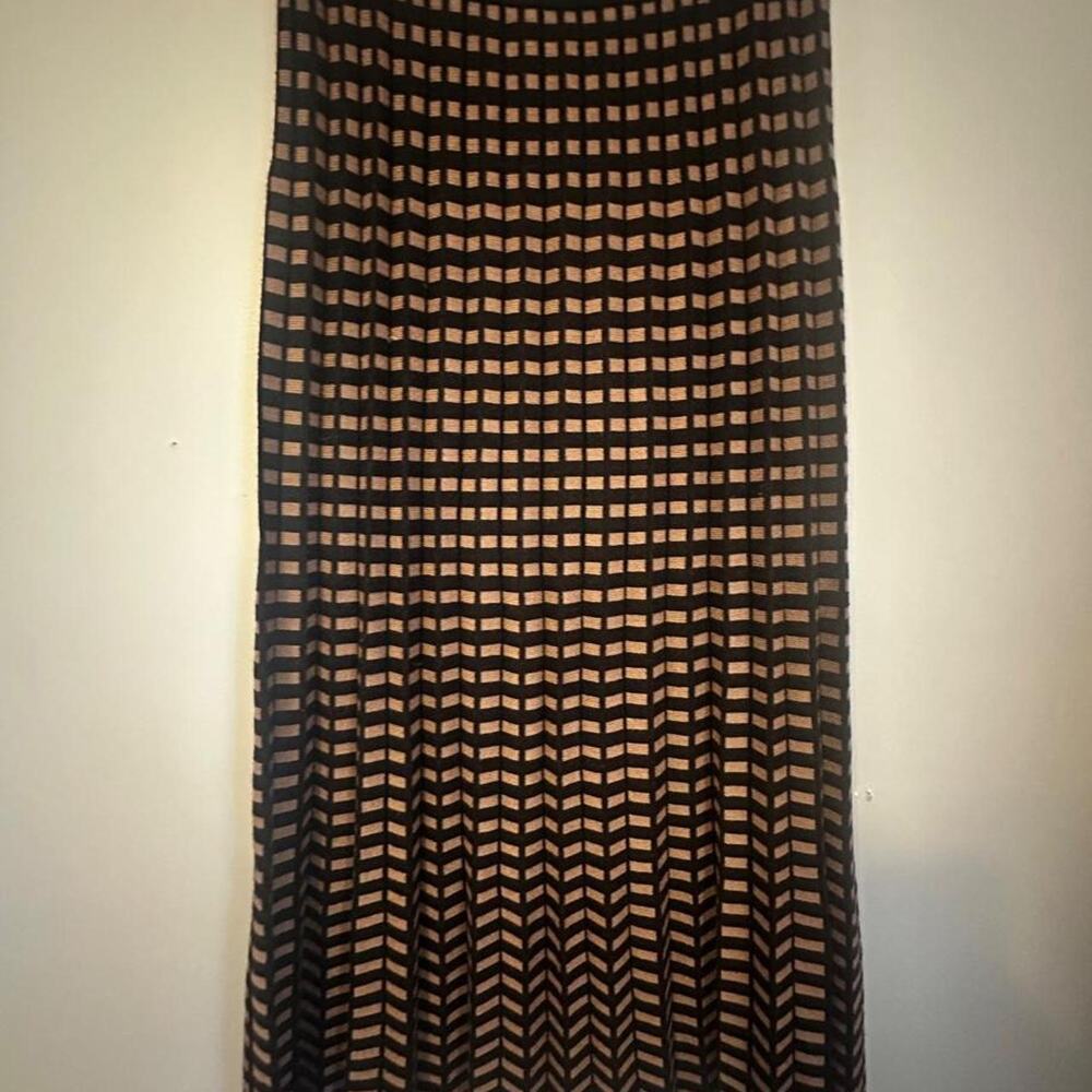 Max Studio London Metallic Knit Midi Skirt Womens S Black Bronze Boho